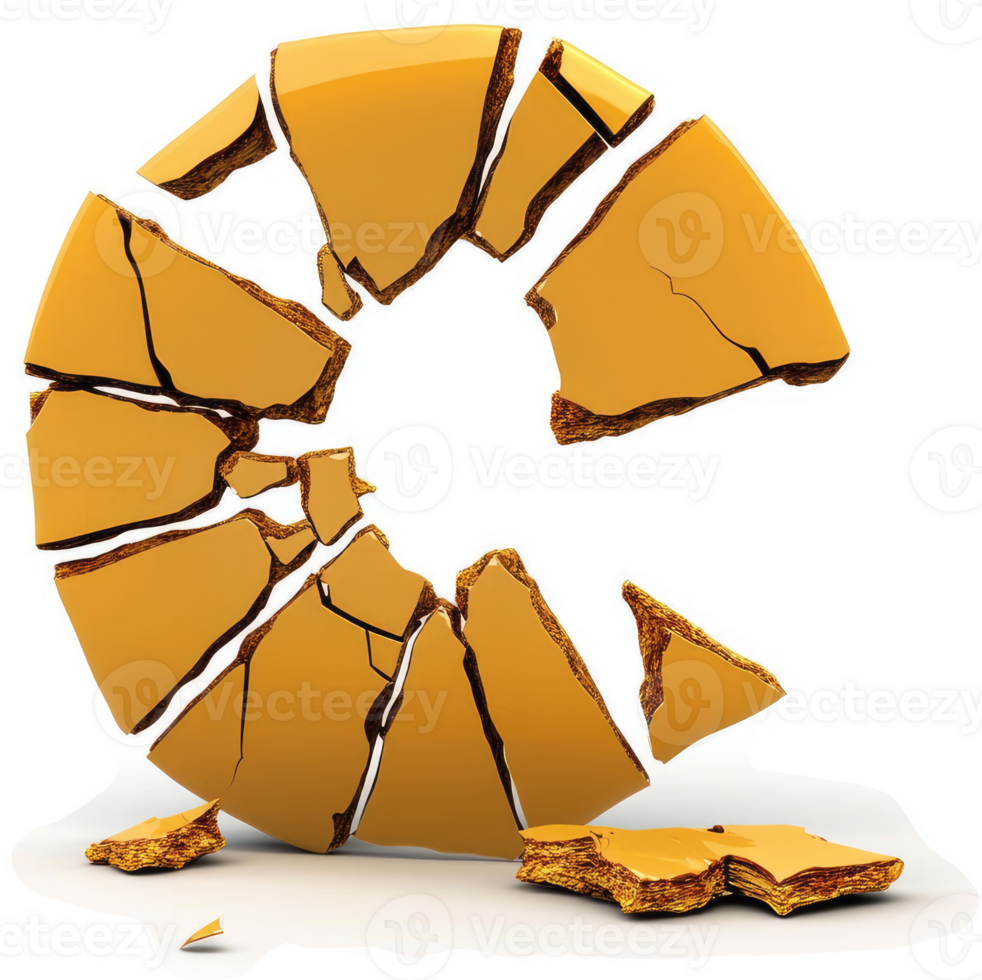 Shattered golden disc depicts broken communication. png