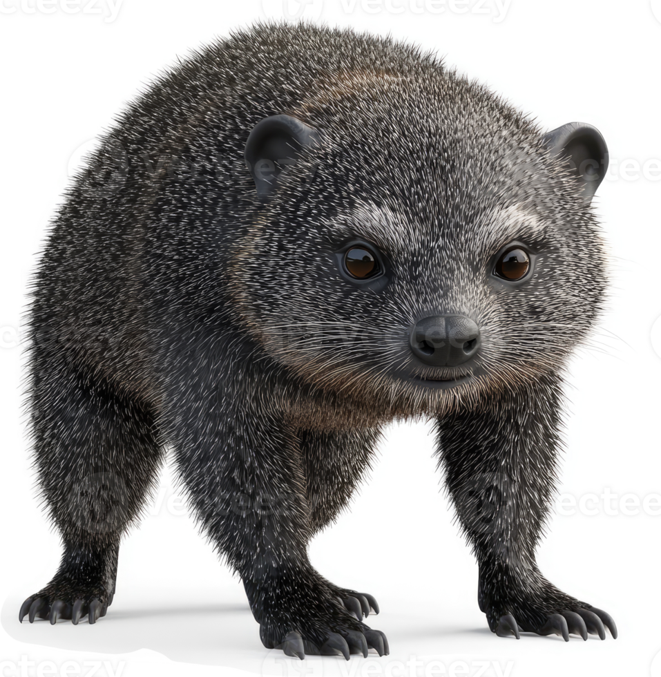 Grey-furred mammal, seemingly alert and posed. png