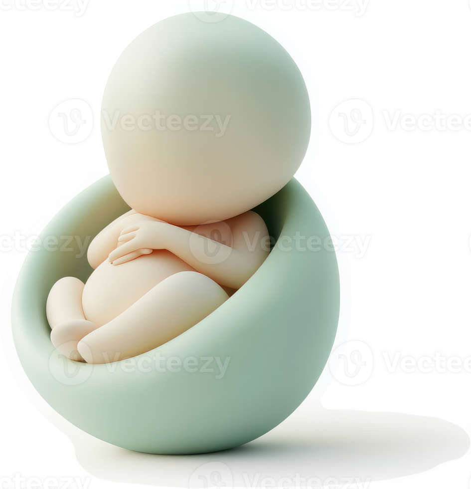 A stylized depiction of a fetus in a soft, green cradle. png