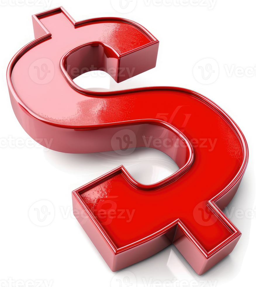 Red dollar sign, a symbol of financial value. png