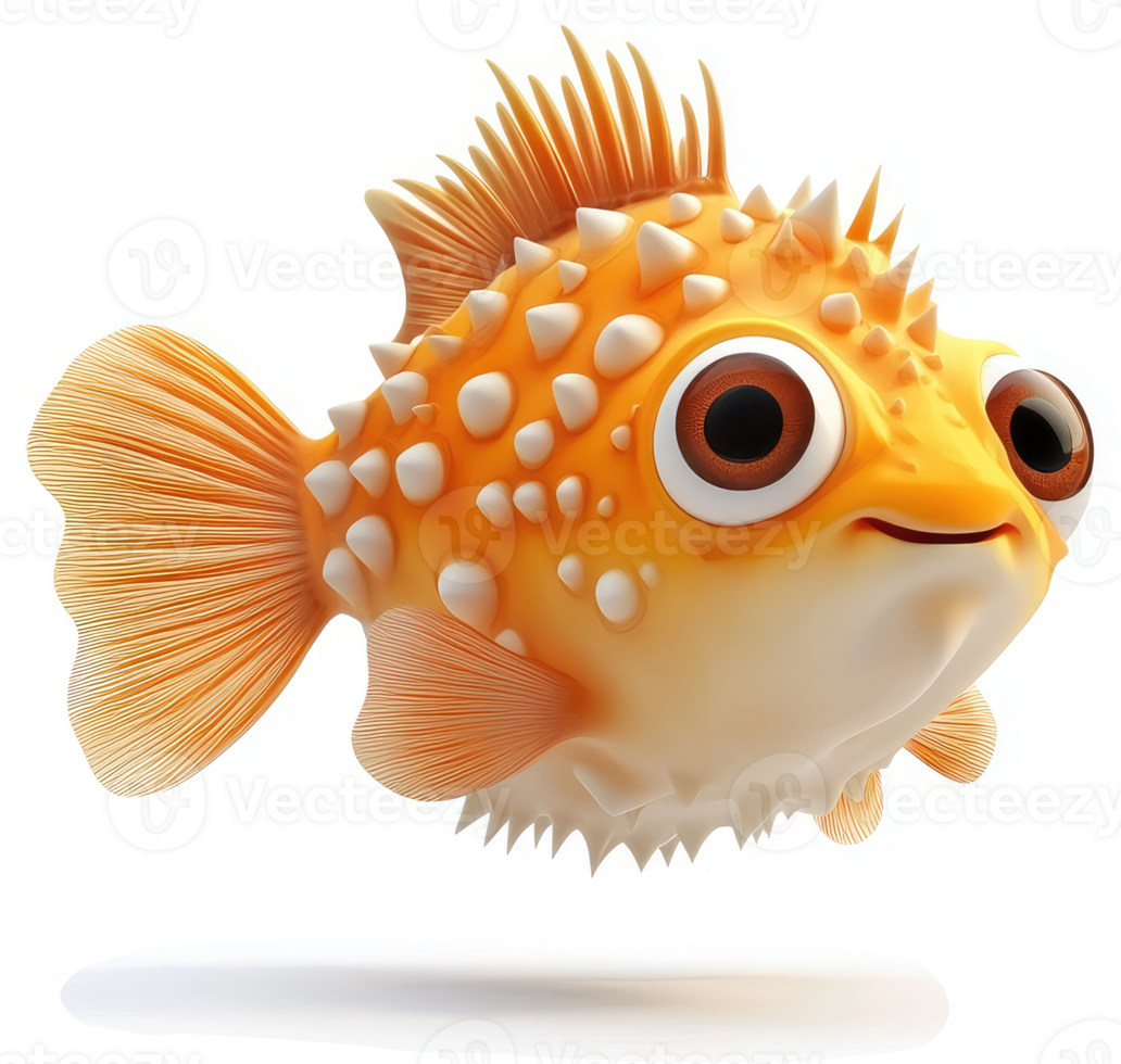 Cheerful, cartoonish pufferfish illustration. png