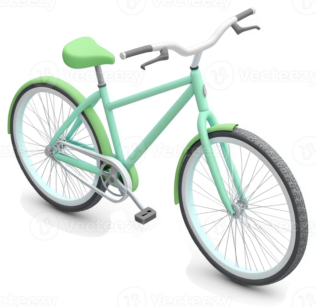 Mint Green Bicycle with Light Gray Components. png