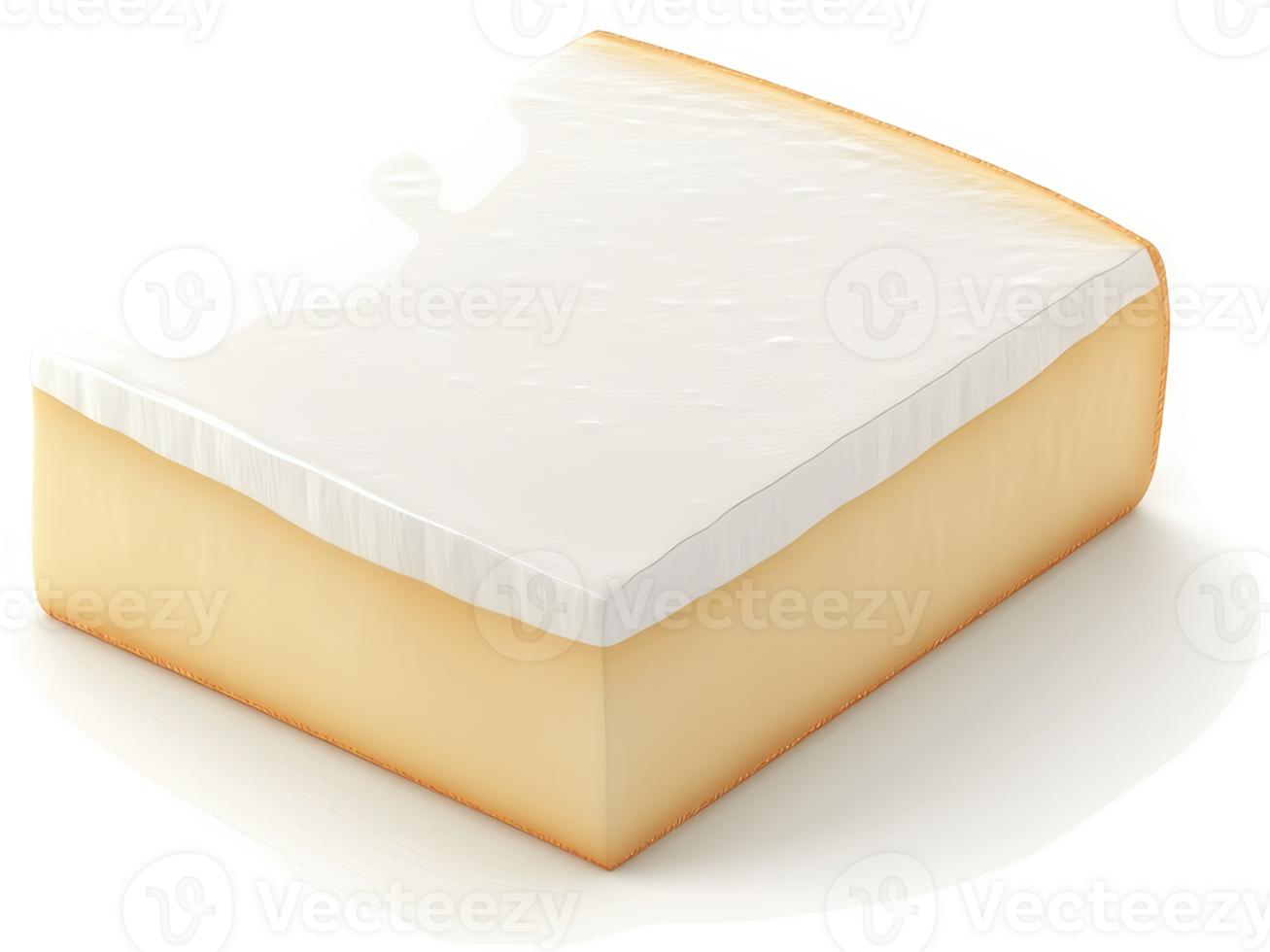 Creamy, rectangular block of cheese with a bite taken out. png