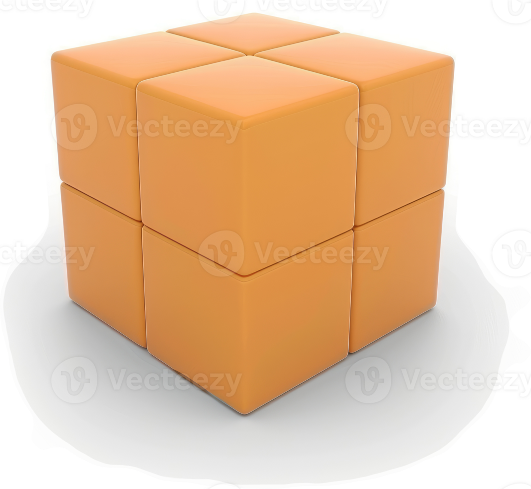 A composite orange cube, formed by four smaller cubes. png