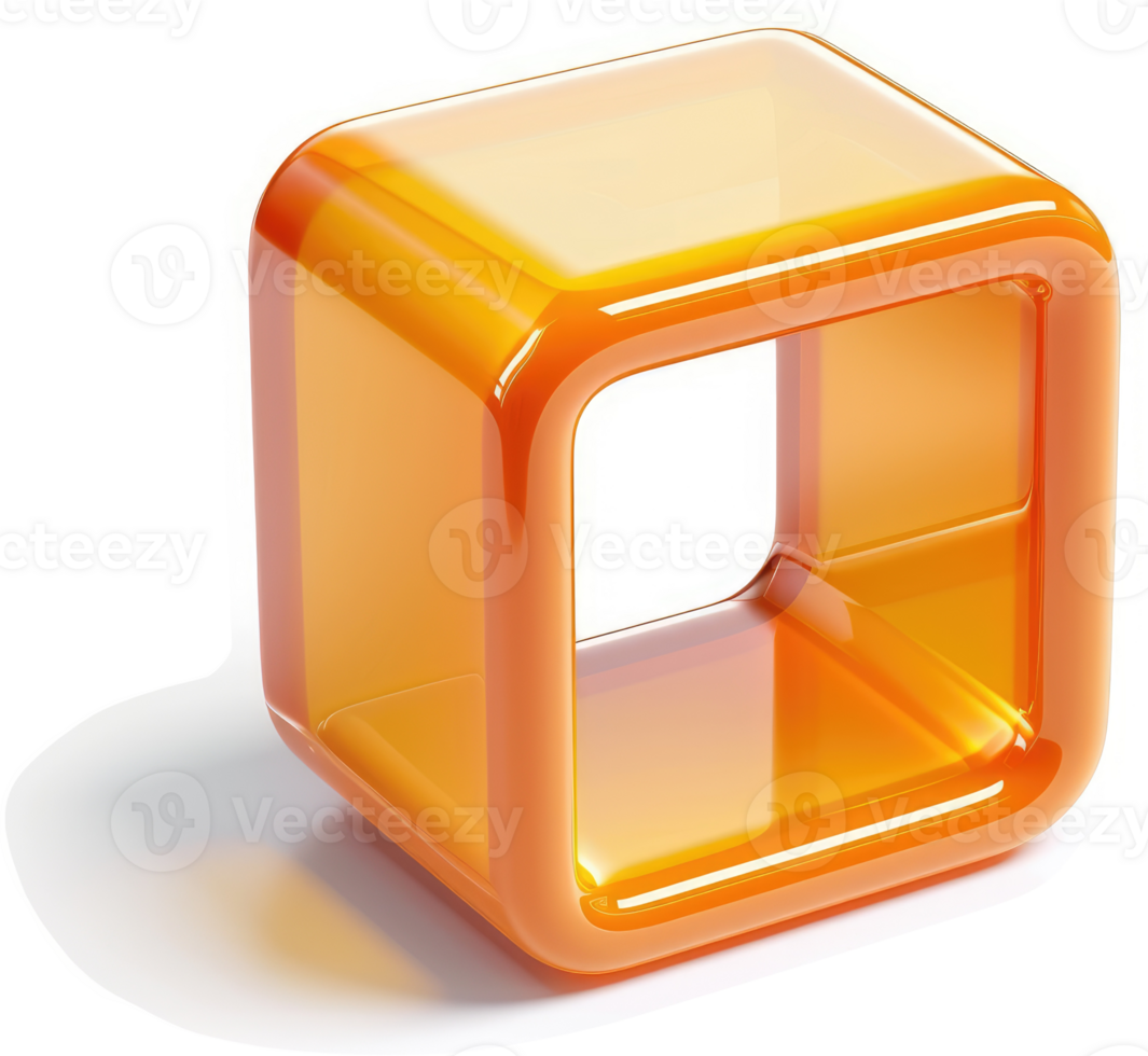 Translucent orange cube with a hollowed-out center. png