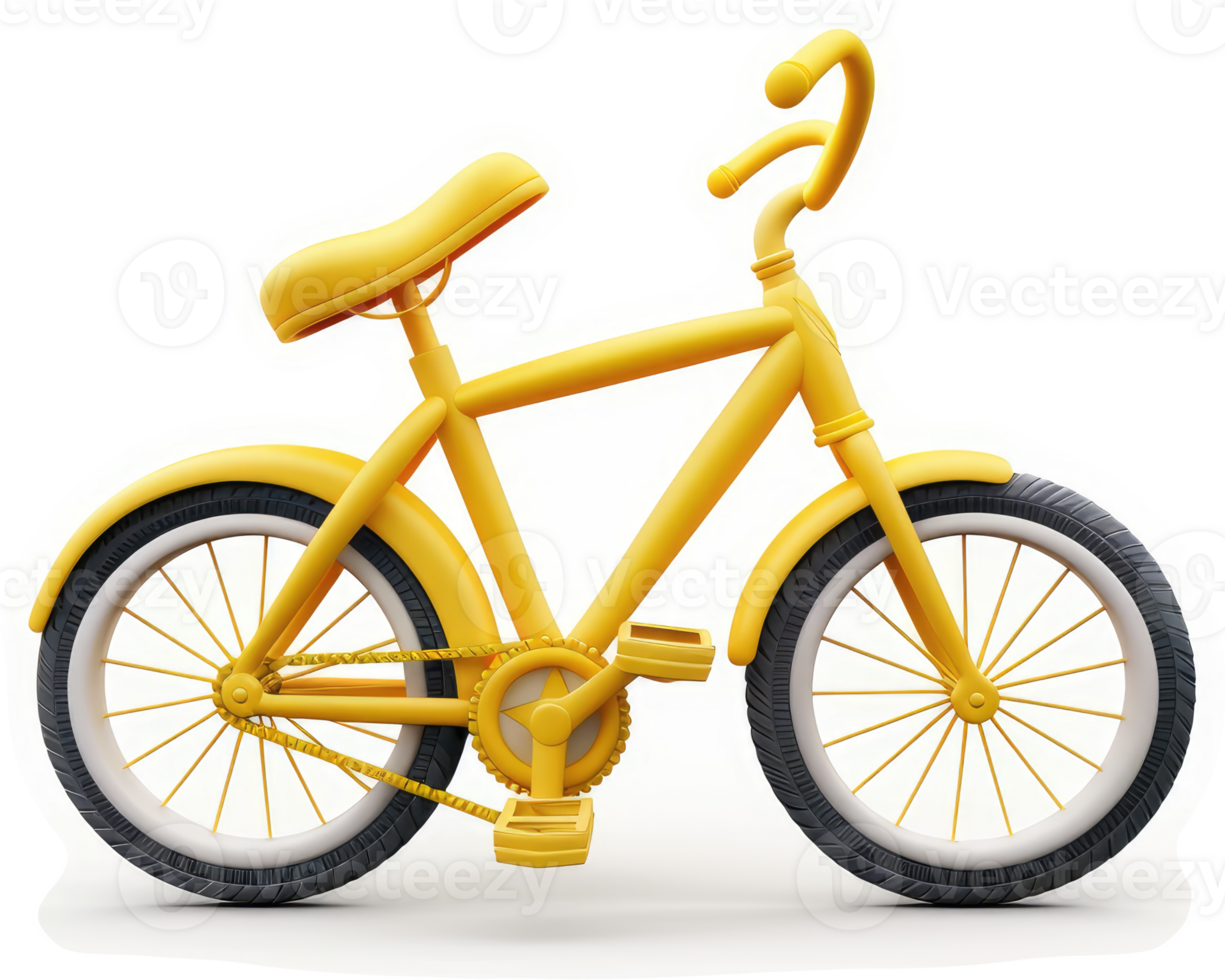 Vivid yellow children's bicycle, highlighted against a white background. png