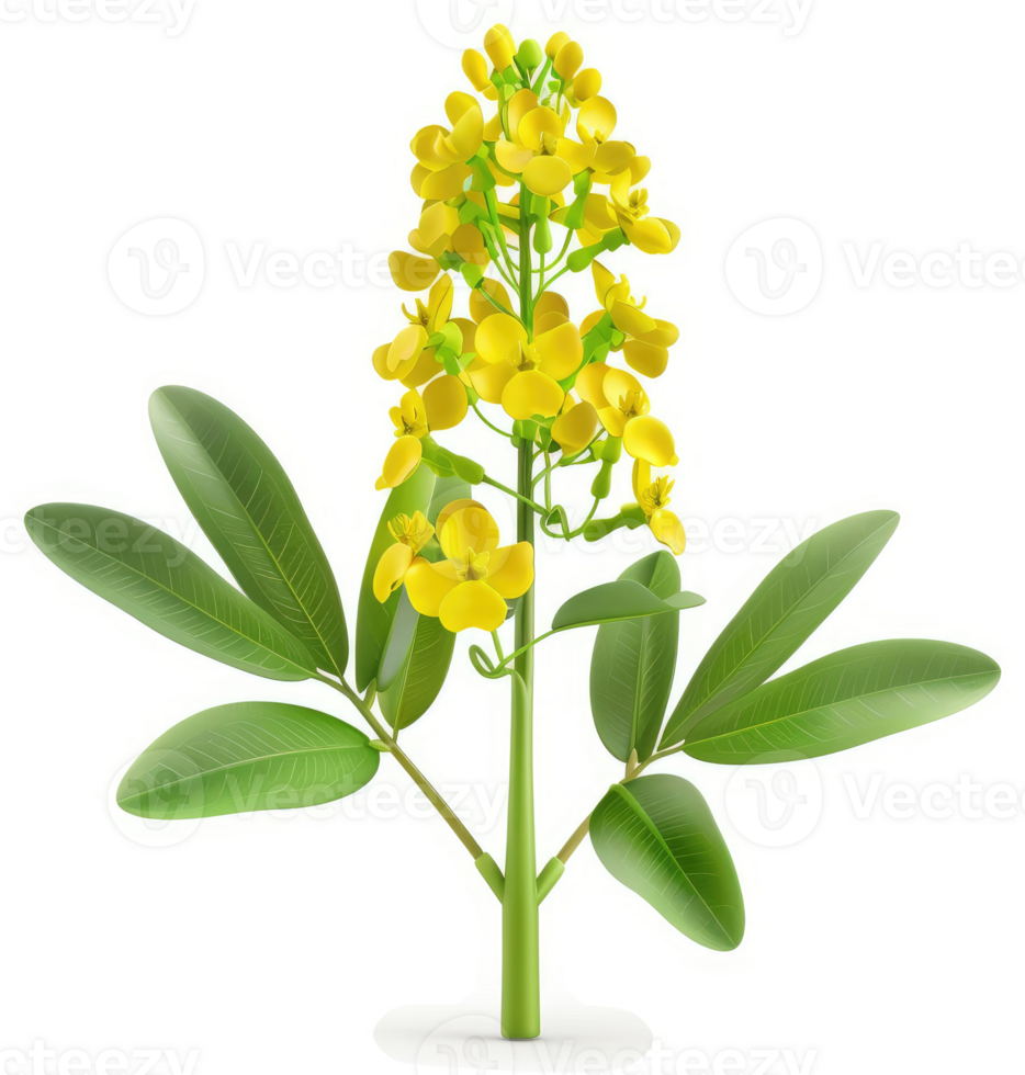 Vibrant yellow flower cluster atop a slender stem. png