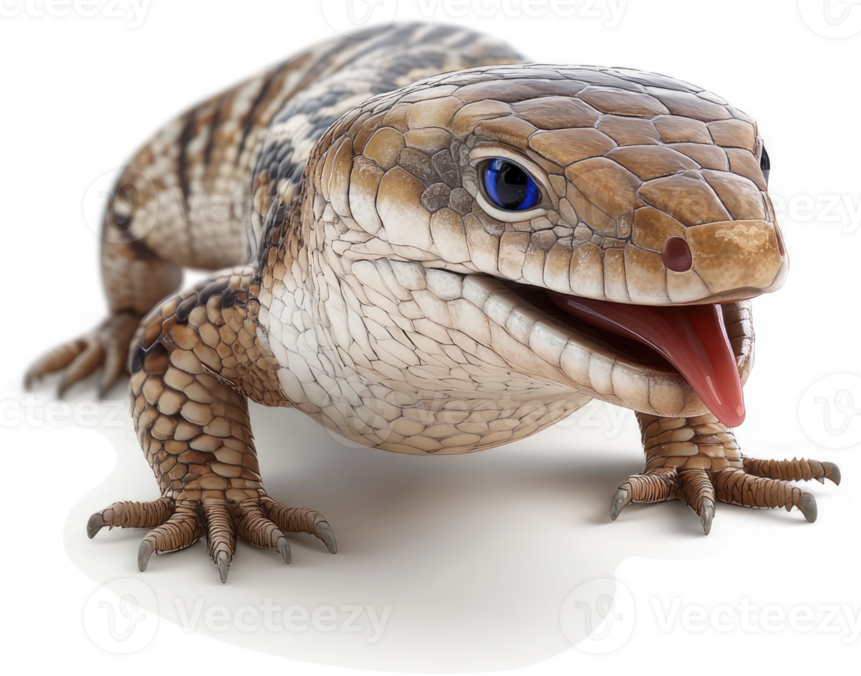Close-up view of a speckled skink with a visible tongue. png