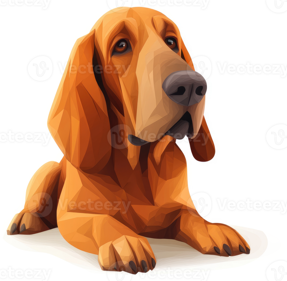 Geometric illustration of a resting bloodhound. png