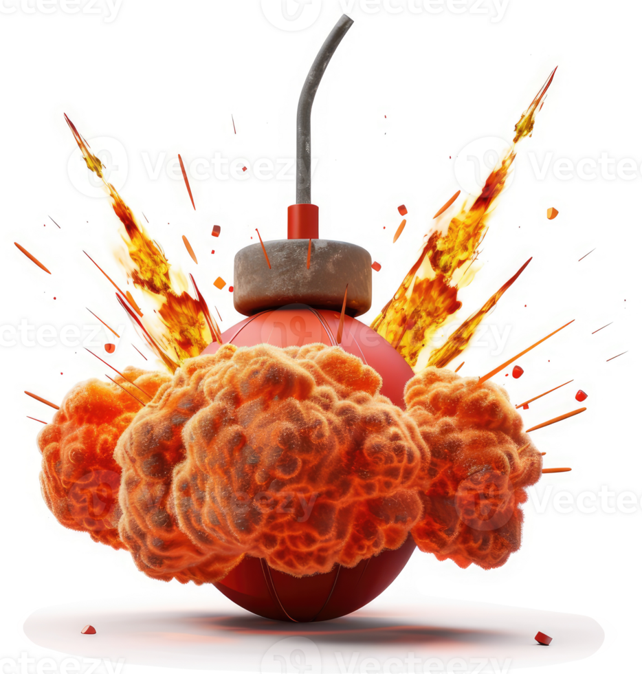 Exploding bomb, a vibrant visual representation of destruction. png