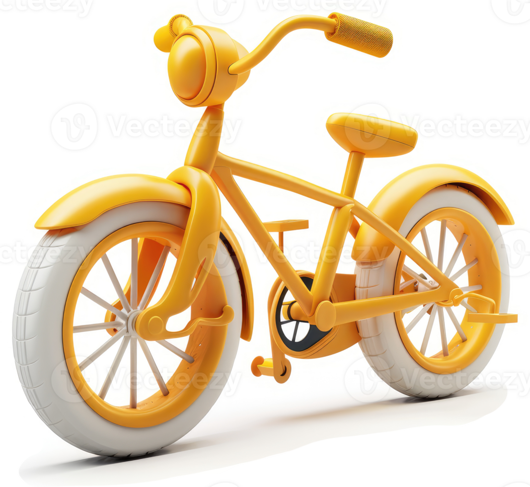 Vibrant yellow children's bicycle illustration. png
