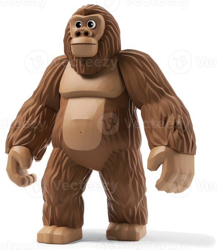 A large, brown gorilla figurine stands majestically. png