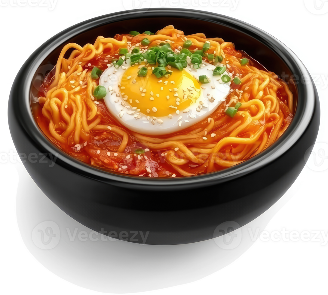 Spicy ramen noodles with a fried egg. png