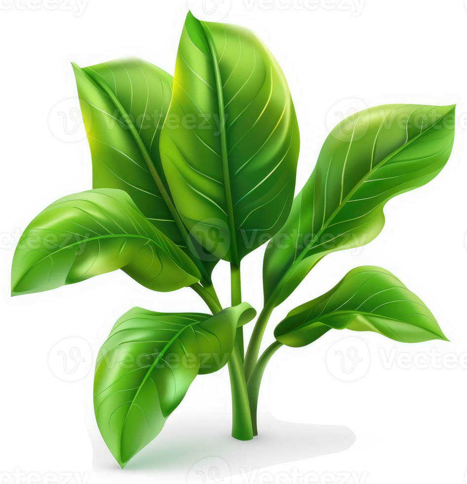 Lush green leaves sprout from a stem. png