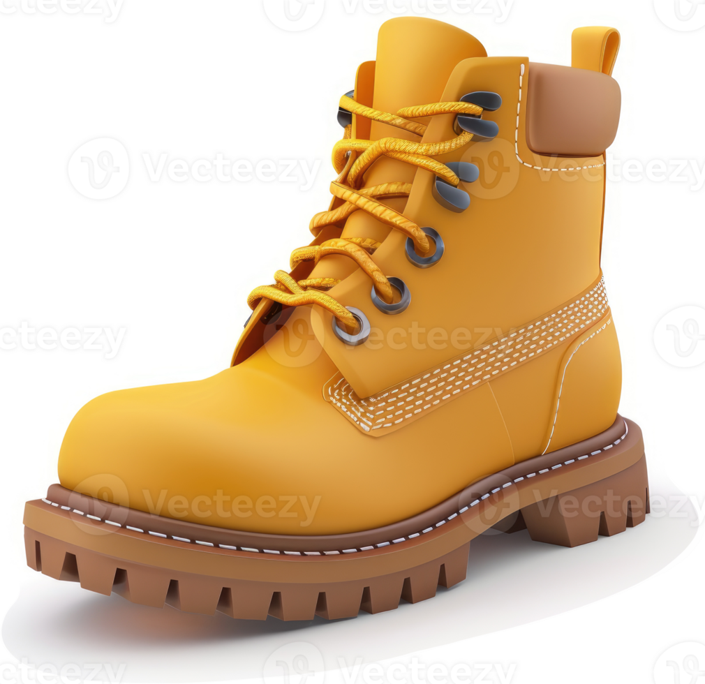Bright yellow safety work boot, with durable construction. png