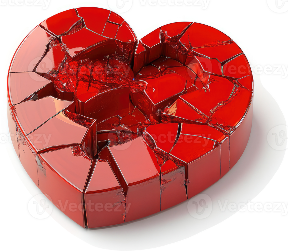 A shattered heart, symbolizing profound emotional distress. png