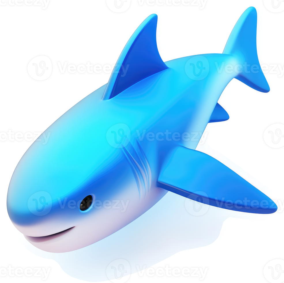 Smiling, cartoonish blue shark illustration. png