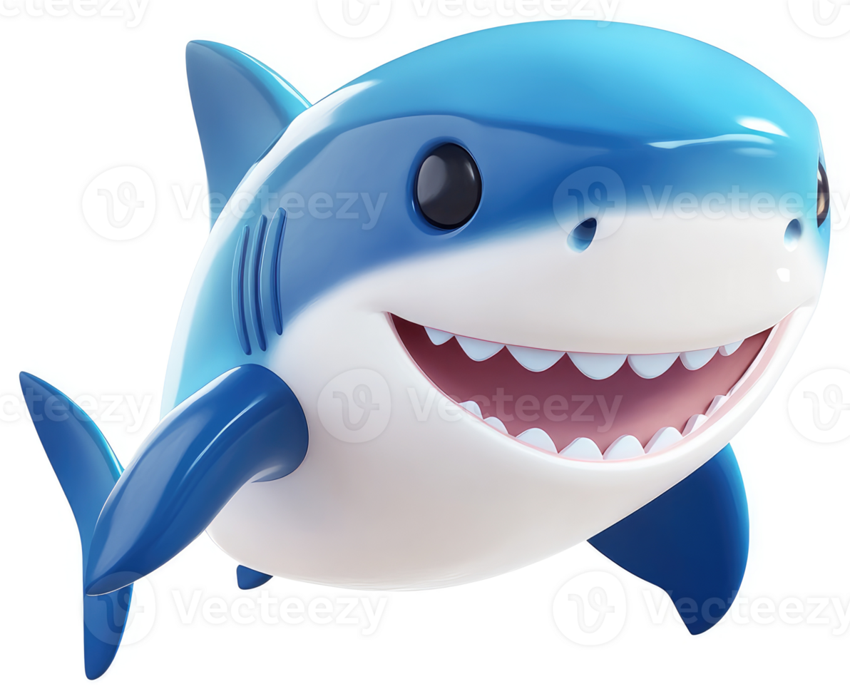 Cartoon shark with a friendly expression. png