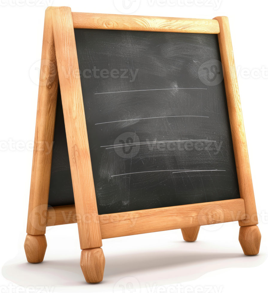 Wooden easel-style chalkboard display for announcements. png
