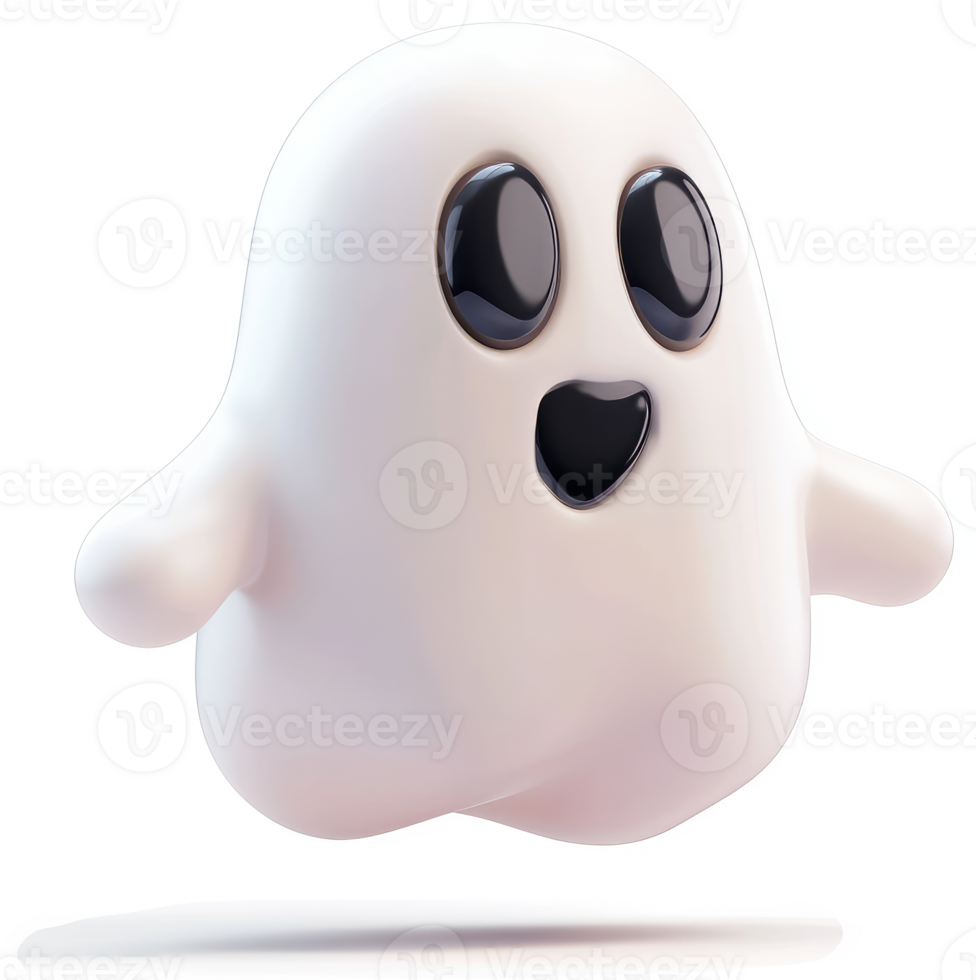 Cute, cartoon ghost with playful expression. png
