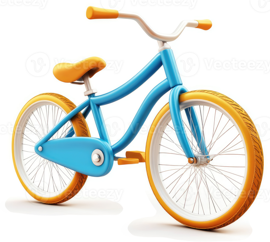 Vibrant blue and orange children's bicycle. png