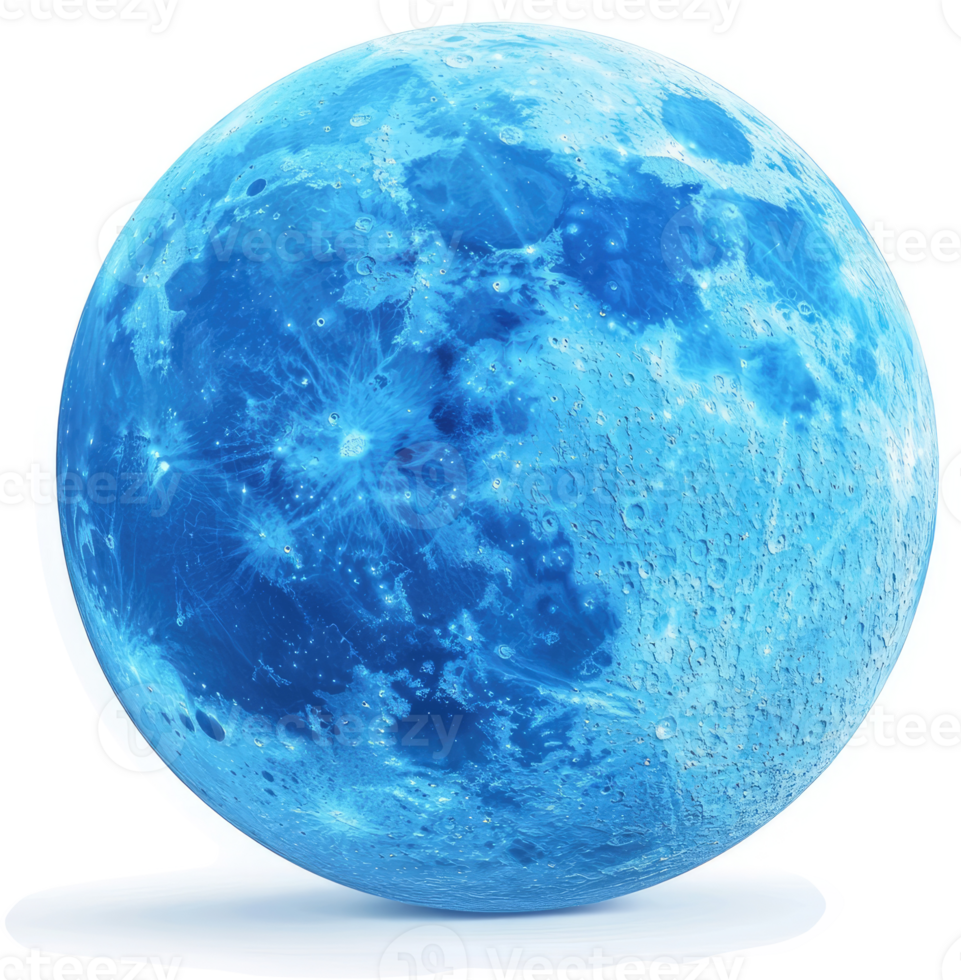 Vivid blue celestial sphere resembling a moon. png