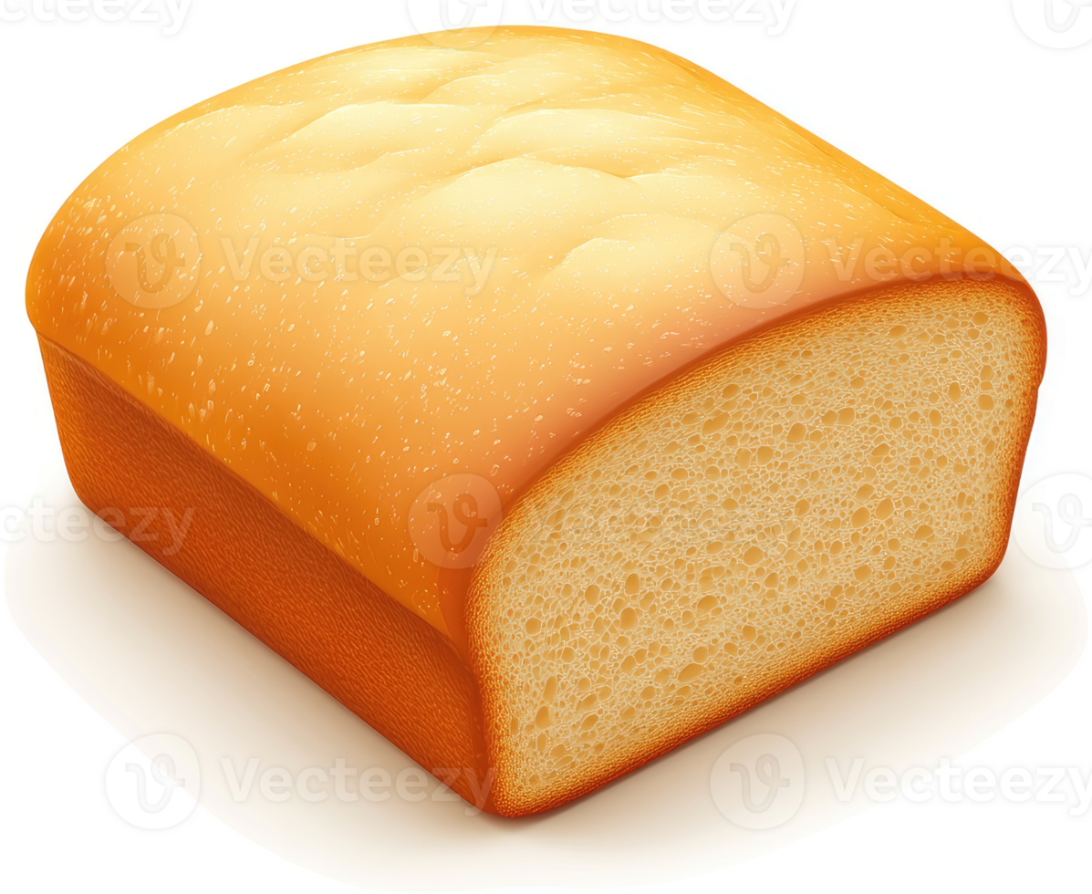 Freshly baked loaf of bread displayed in a 3-D illustration. png