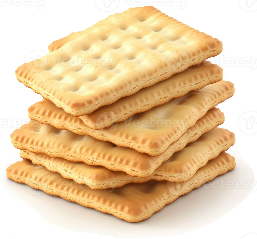 Stack of crisp, golden-brown crackers. png