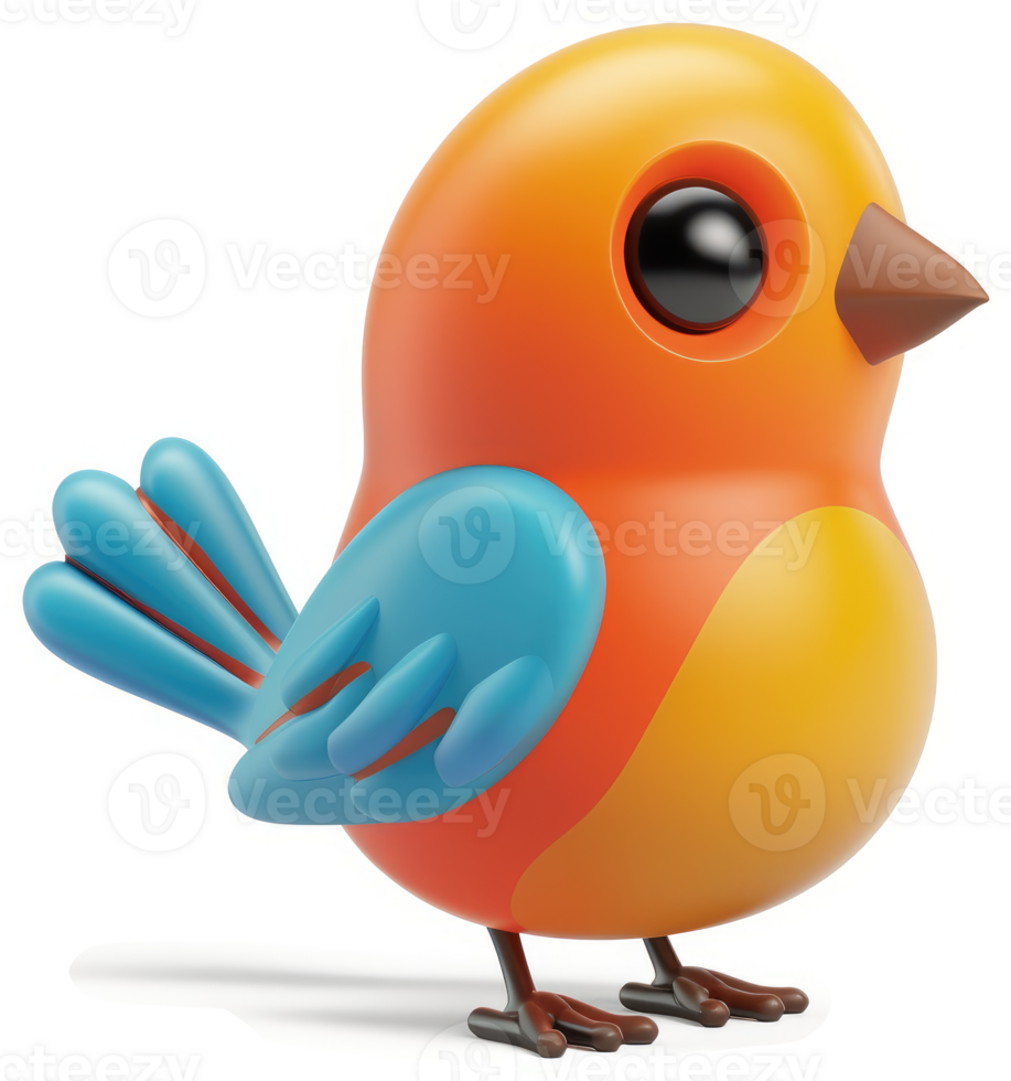 Cheerful cartoon bird with vibrant colors. png