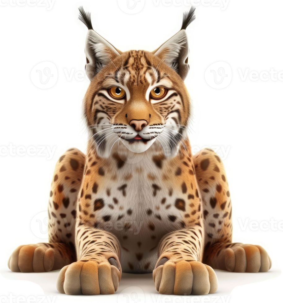 European lynx portrait against a white background. png