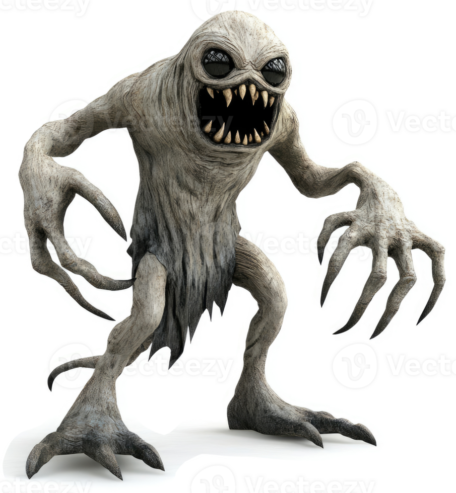 Frightful, monstrous creature with menacing features. png
