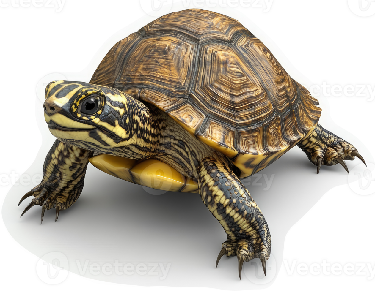 Close-up view of a patterned tortoise. png