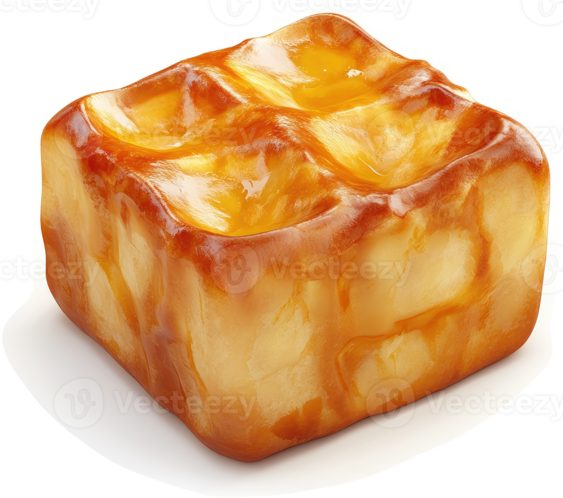 Golden, glazed cheese square with a waffle texture. png