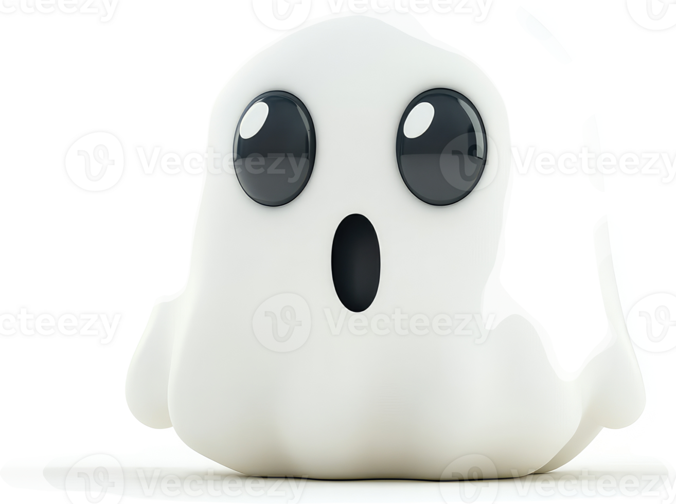 Cute cartoon ghost with wide eyes and an open mouth. png