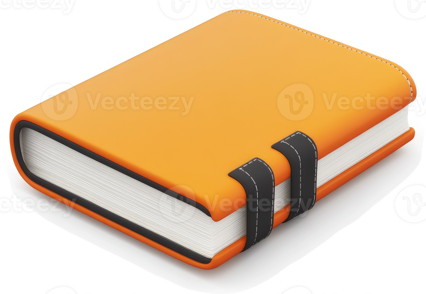 Orange book with dark binding and white pages. png