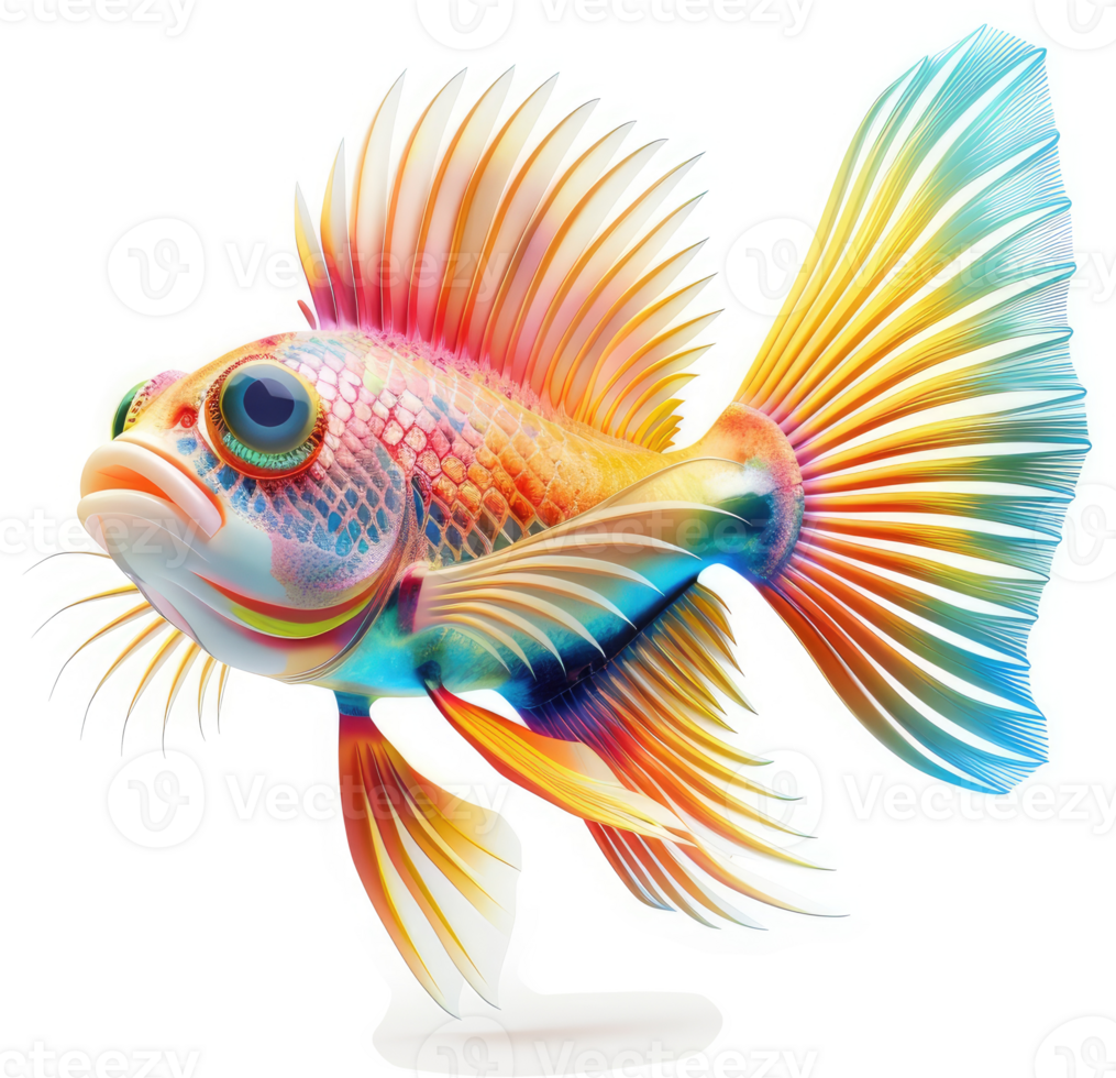 Vibrant, colorful fish with elaborate fins. png