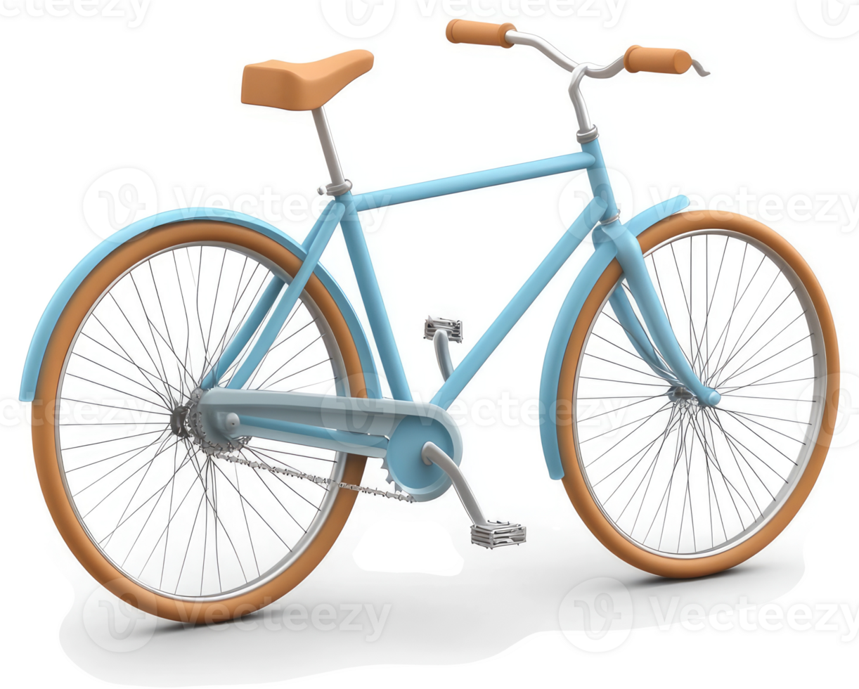 Light blue vintage bicycle with tan accents. png