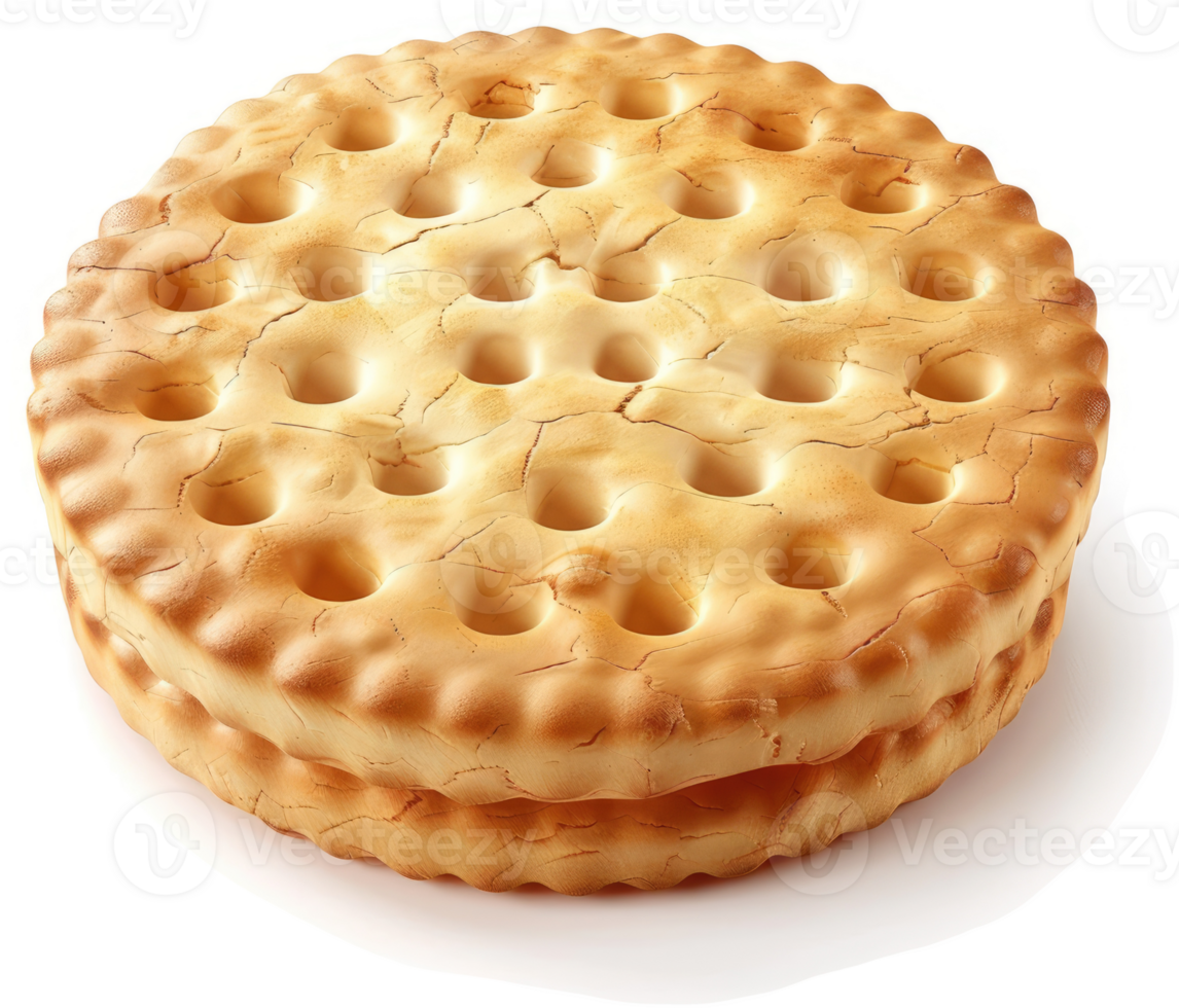 Round, golden-brown sandwich cookie with a grid of holes. png