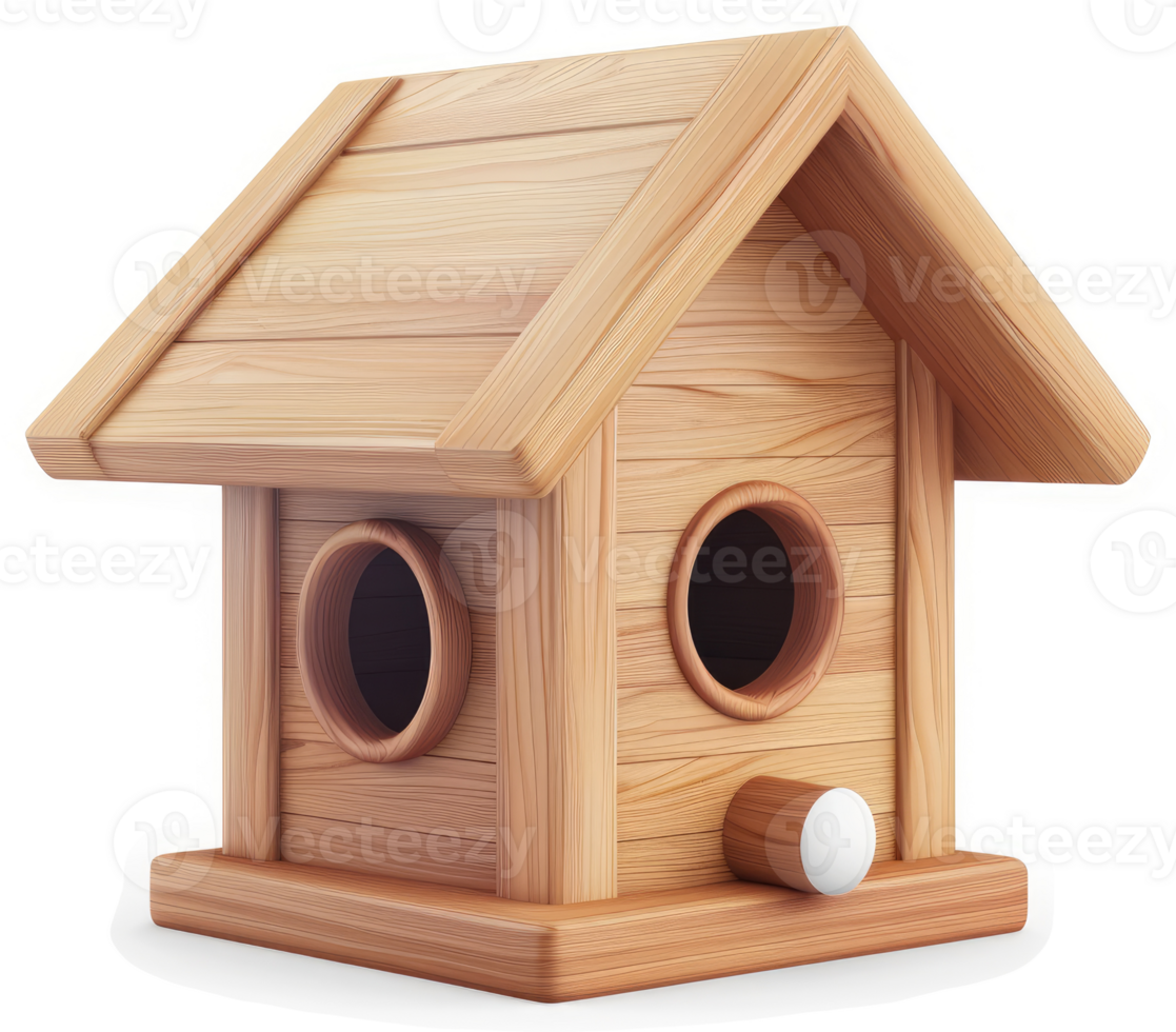 Wooden birdhouse for avian sanctuary. png