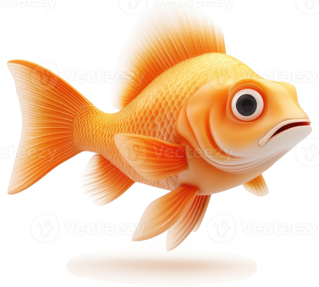 Goldfish with an expressive, concerned expression. png
