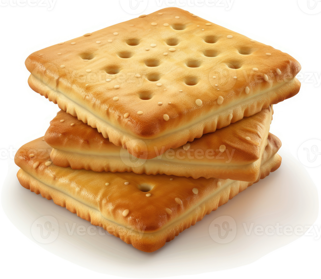 Stacked sandwich biscuits, golden brown and crispy. png