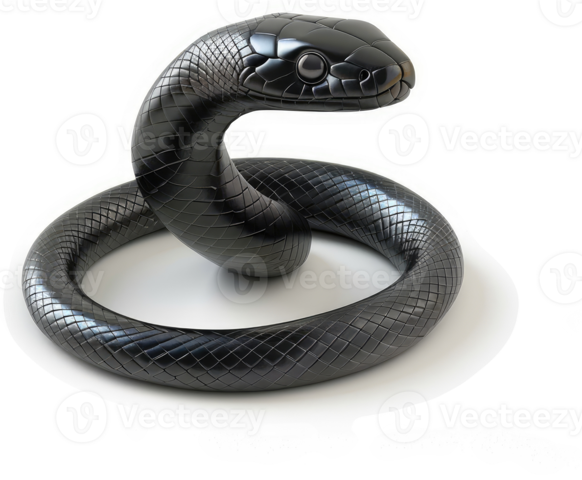A coiled, black snake against a plain background. png
