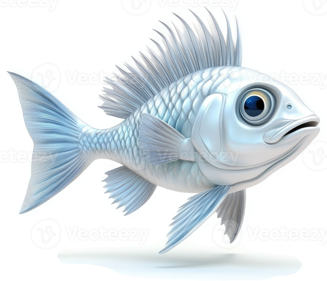 Whimsical, light-blue fish illustration. png