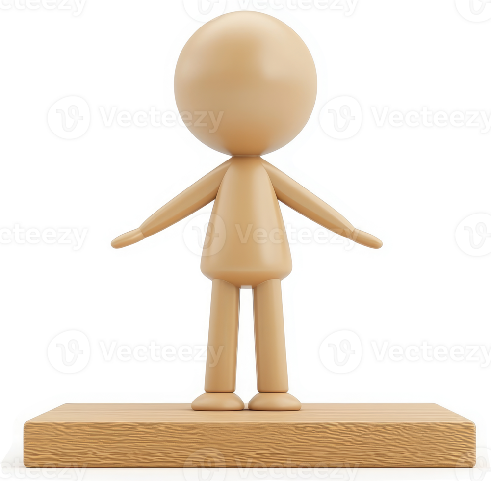 Wooden figurine of a person standing on a platform. png