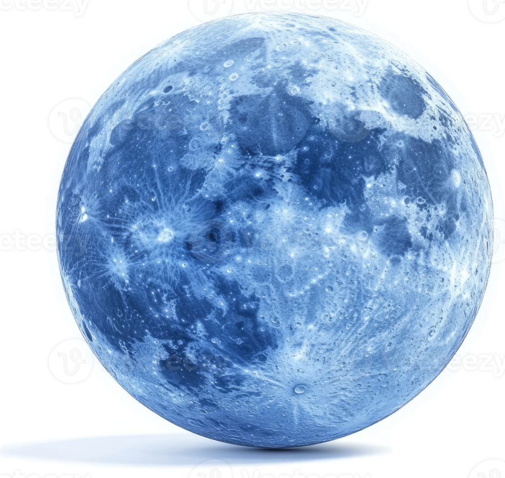 Celestial blue moon, a captivating cosmic sphere. png
