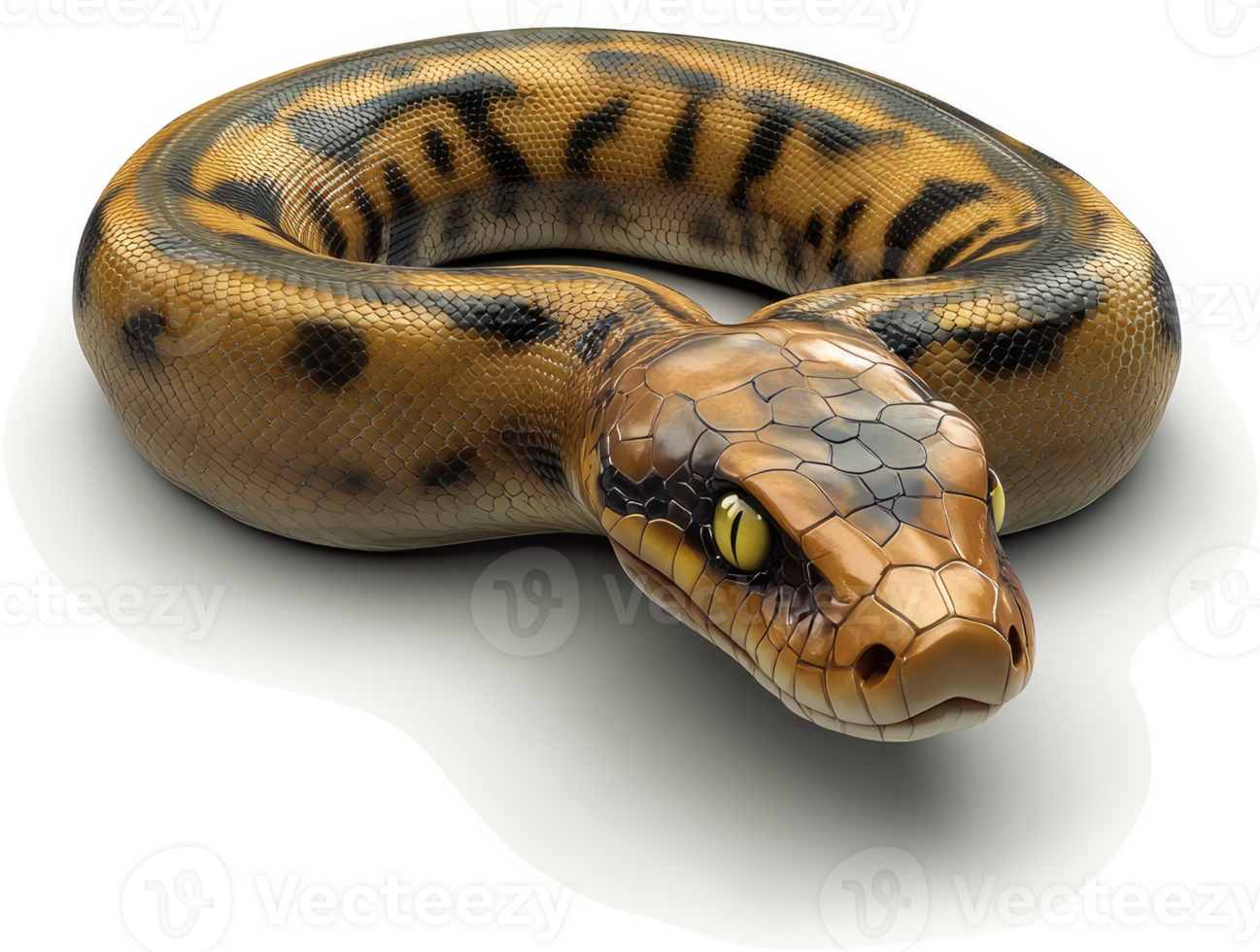 A coiled ball python displays striking patterns. png
