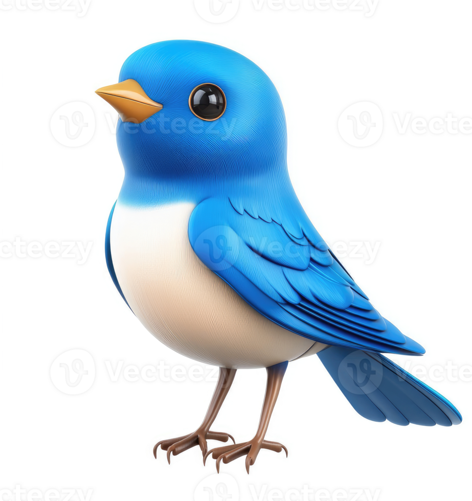 A cheerful, 3D rendering of a bluebird. png