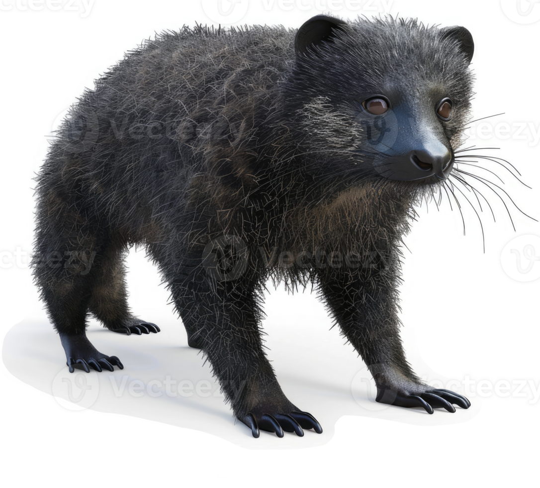 Close-up view of a sleek, dark-furred, small mammal. png