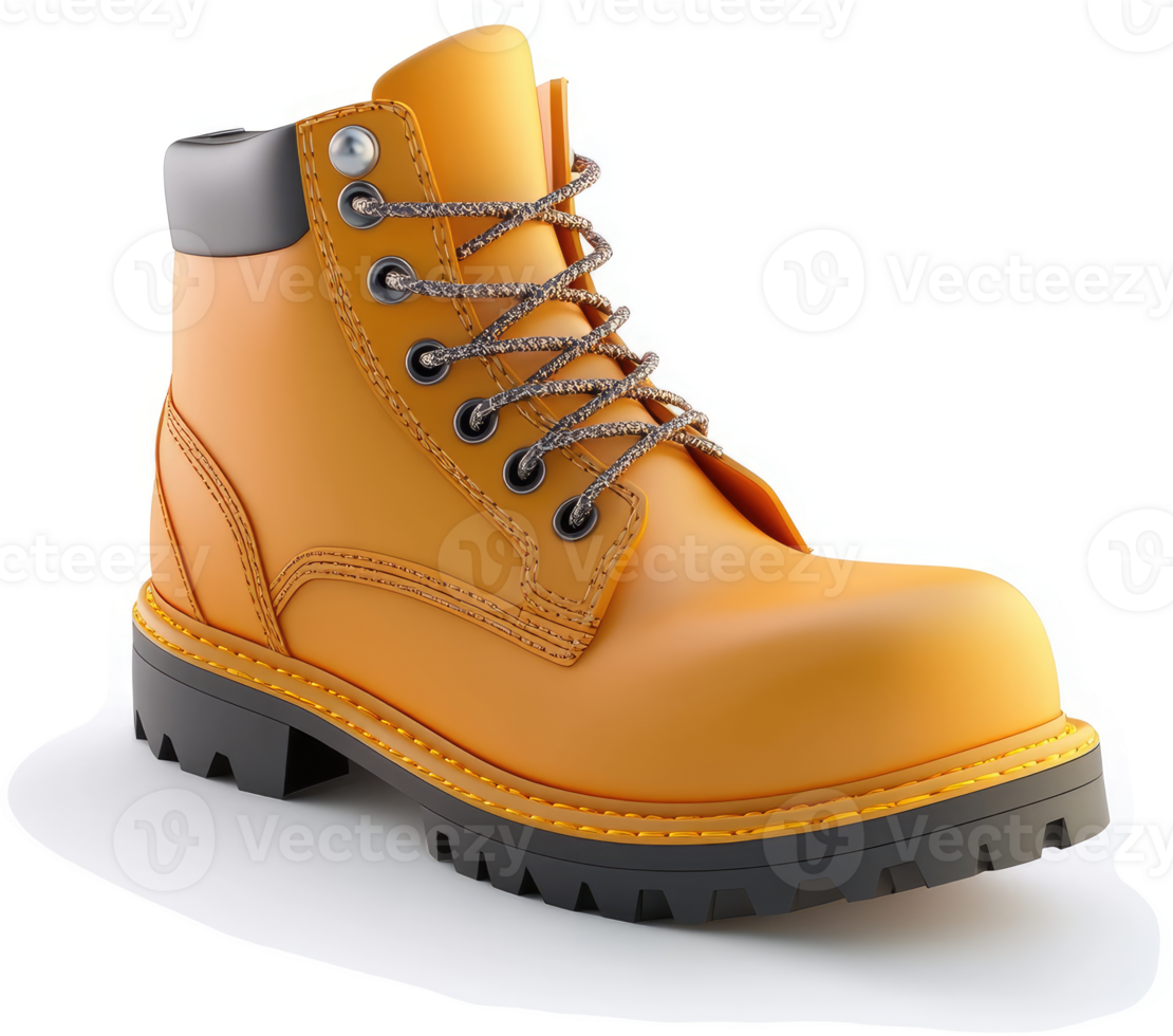 Bright orange safety work boots with dark gray accents. png