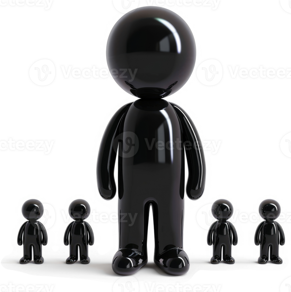 Large black figure stands tall among smaller figures. png
